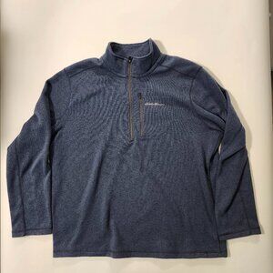Eddie Bauer Men’s XL Classic Sweater‑Fleece 1/4 Zip Pullover — Denim Blue